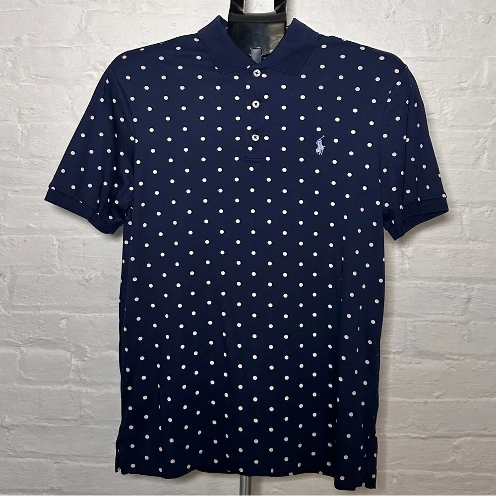 Polo Ralph Lauren Navy Polka Dot Men's Polo Shirt Classic Fit